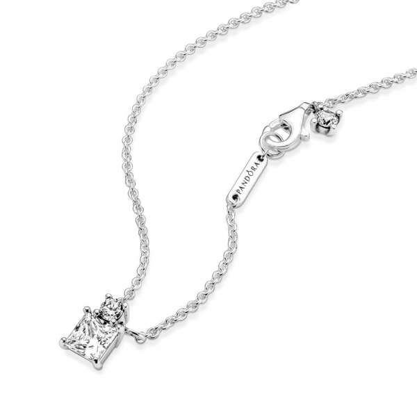 Sparkling Collier Round & Square Pendant Necklace 