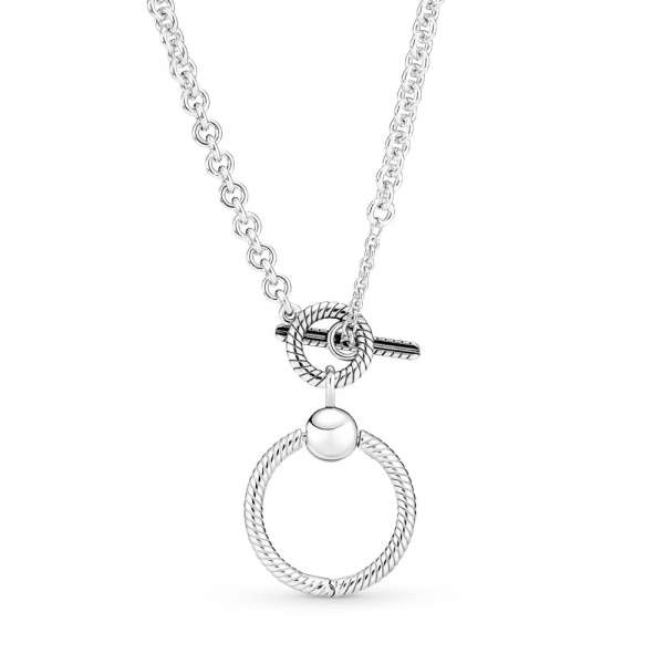 Pandora Moments O Pendant T-bar Necklace 