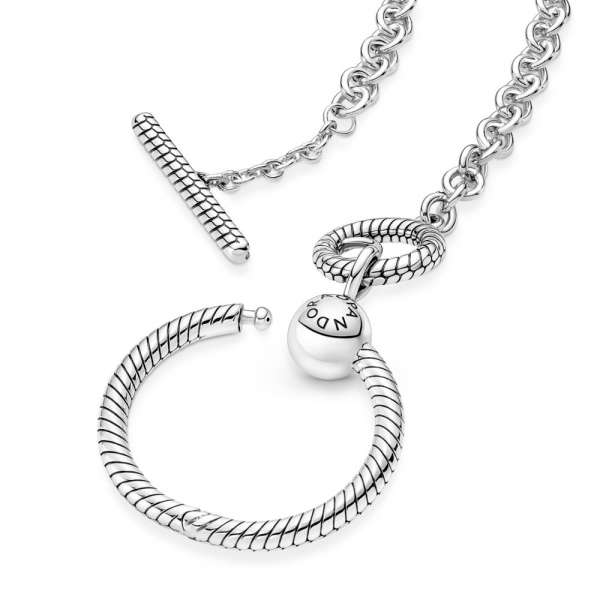 Pandora Moments O Pendant T-bar Necklace 