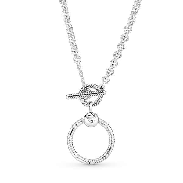 Pandora Moments O Pendant T-bar Necklace 