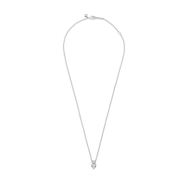 Double Heart Pendant Sparkling Collier Necklace 