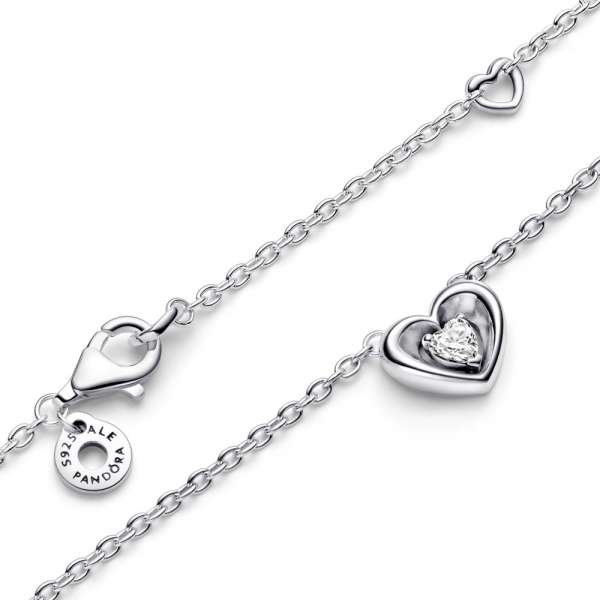 Heart sterling silver collier with clear cubic zirconia 