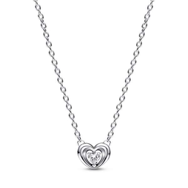 Heart sterling silver collier with clear cubic zirconia 