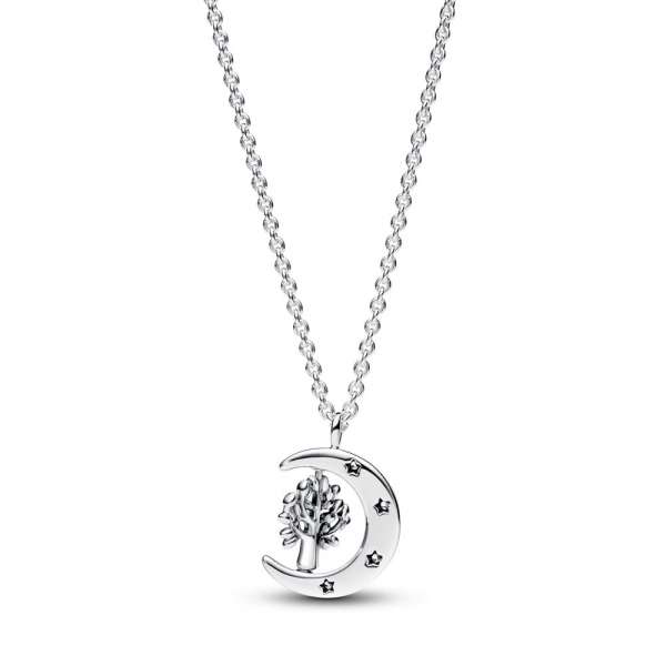 Moon & Spinning Tree Pendant Necklace 