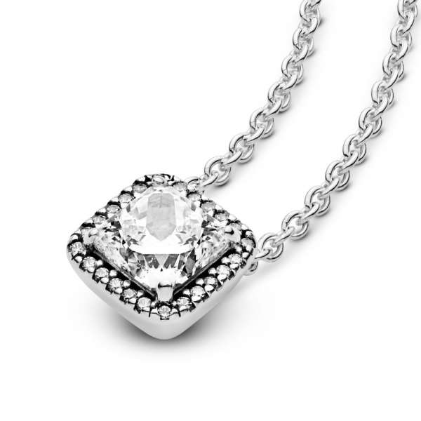 Square Sparkle Halo Necklace 