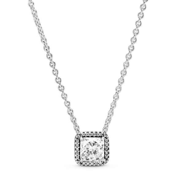 Square Sparkle Halo Necklace 