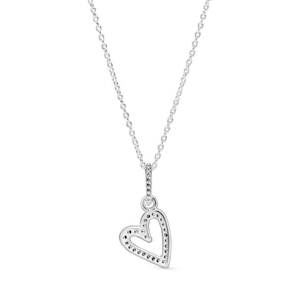 Sparkling Freehand Heart Pendant Necklace 