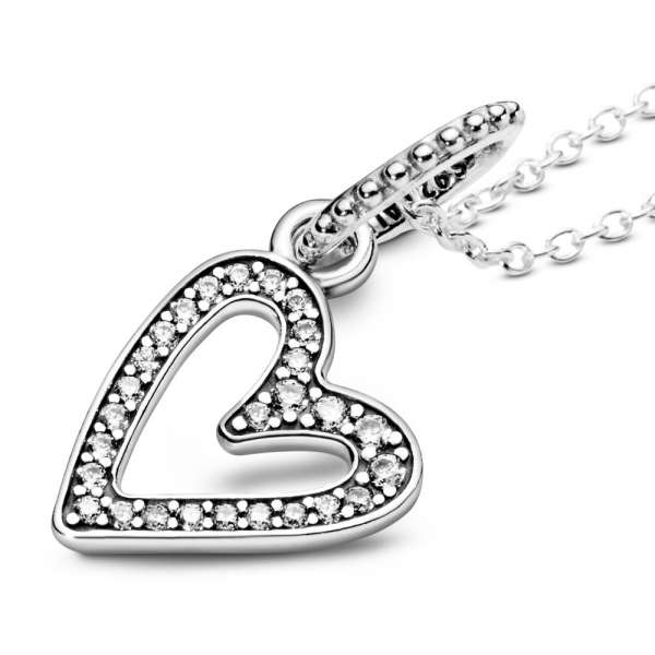 Sparkling Freehand Heart Pendant Necklace 
