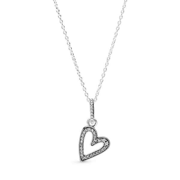 Sparkling Freehand Heart Pendant Necklace 