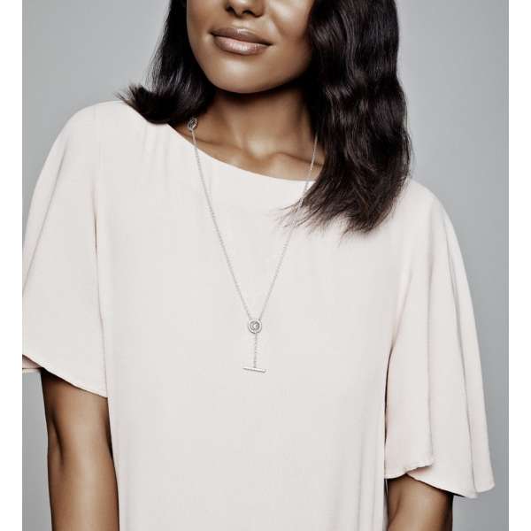 Pavé Circle Logo T-bar Heart Necklace 