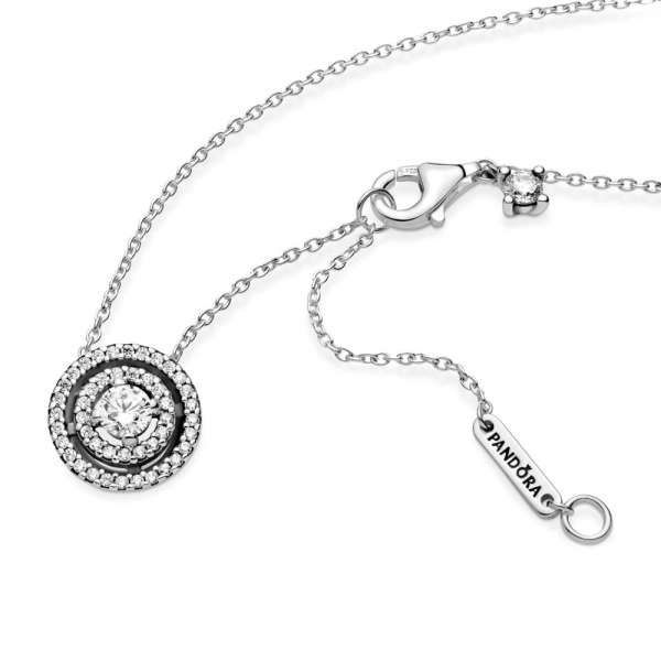 Sparkling Double Halo Collier Necklace 