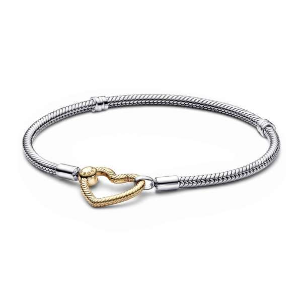 Pandora Moments Heart Closure Snake Chain Bracelet 