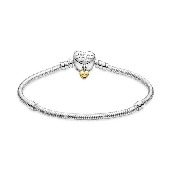 Disney Princess Pandora Moments Heart Clasp Snake Chain Bracelet 