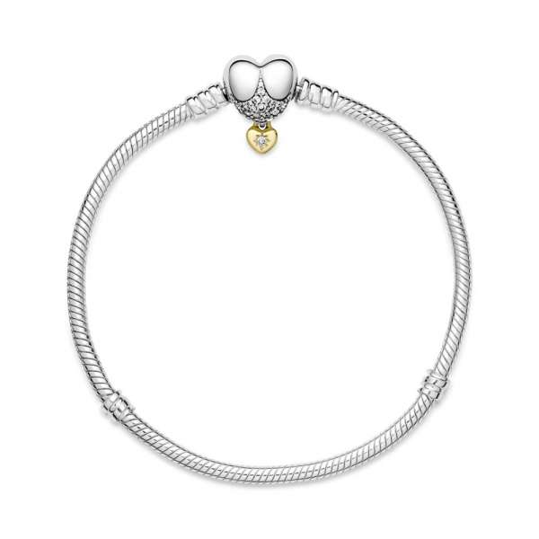 Disney Princess Pandora Moments Heart Clasp Snake Chain Bracelet 