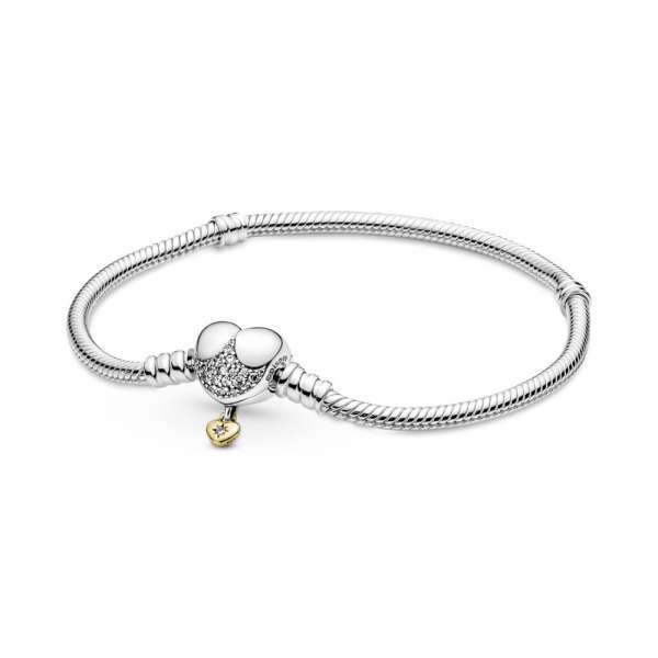 Disney Princess Pandora Moments Heart Clasp Snake Chain Bracelet 