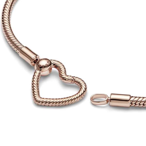 Pandora Moments Heart Closure Snake Chain Bracelet 