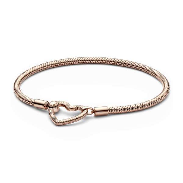 Pandora Moments Heart Closure Snake Chain Bracelet 