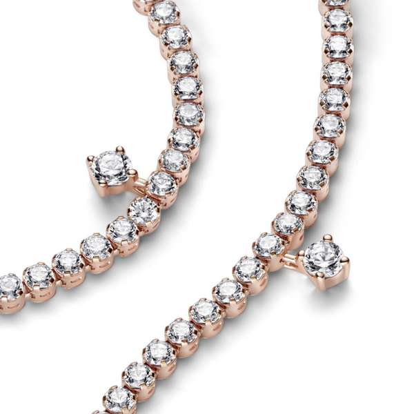 14k Rose gold-plated bracelet with clear cubic zirconia 