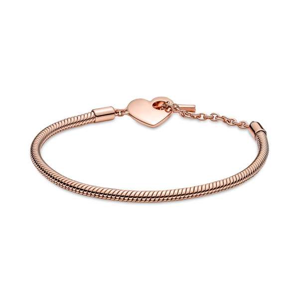 Pandora Moments Heart T-Bar Snake Chain Bracelet 