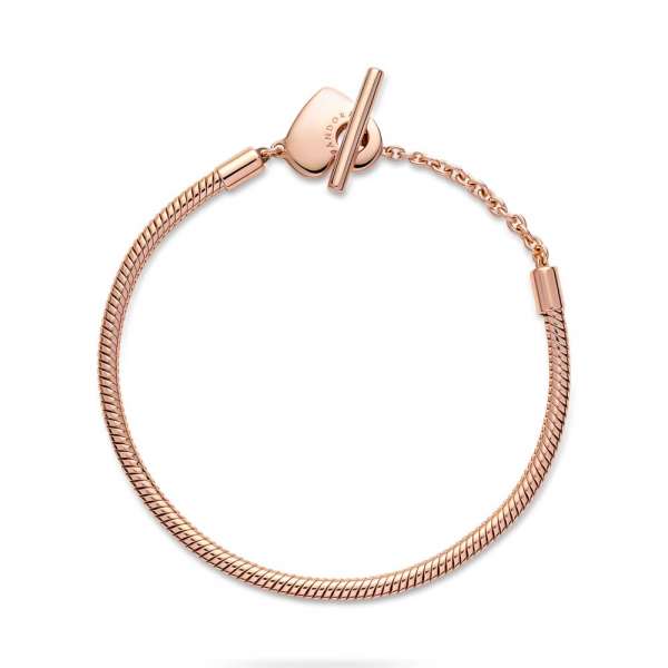 Pandora Moments Heart T-Bar Snake Chain Bracelet 