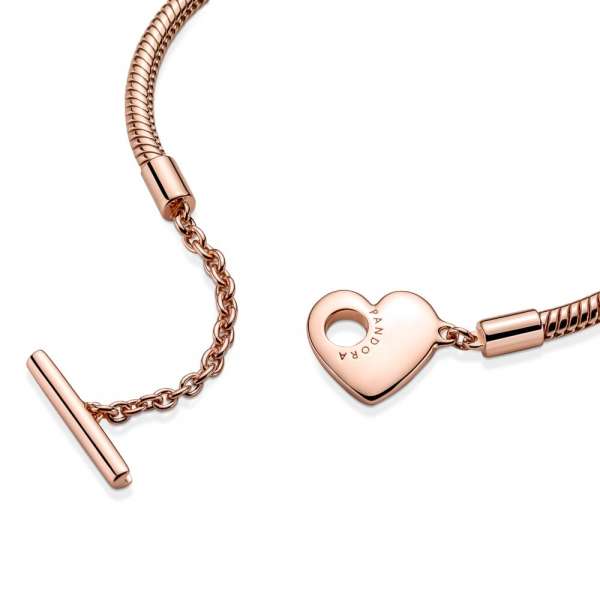 Pandora Moments Heart T-Bar Snake Chain Bracelet 