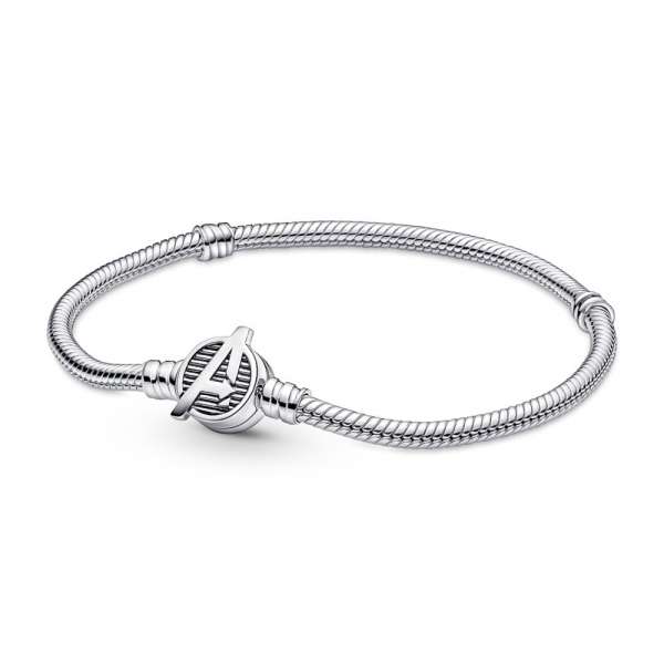 Pandora Moments Marvel The Avengers Logo Clasp Snake Chain Bracelet 