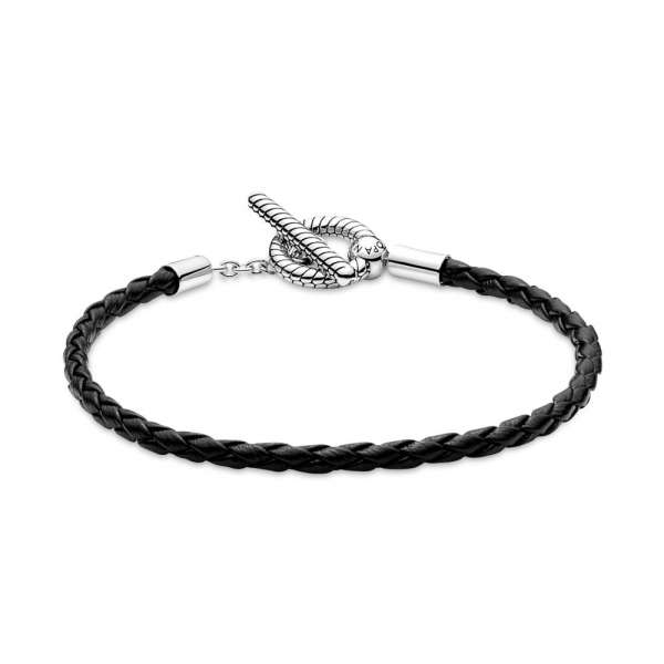 Pandora Moments Braided Leather T-bar Bracelet 