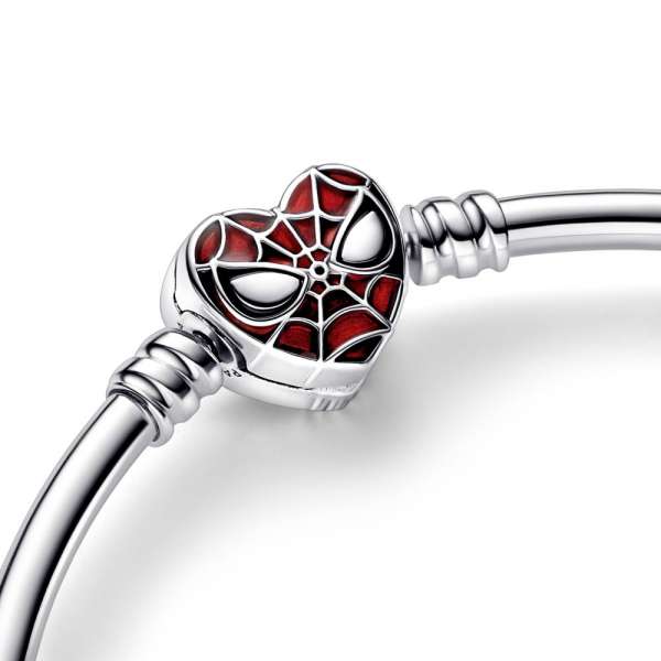 Marvel Spider-Man sterling silver bangle with black and transparent red enamel 