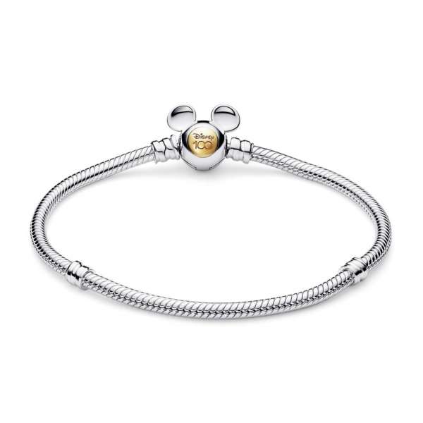 Disney 100 Mickey Mouse snake chain sterling silver and 14k gold bracelet 
