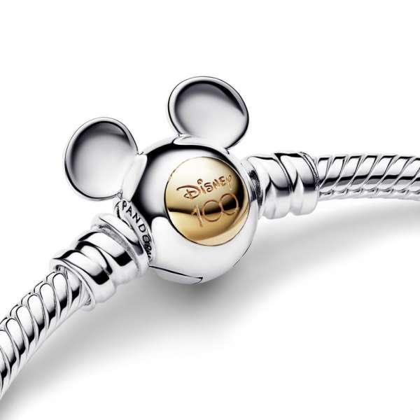 Disney 100 Mickey Mouse snake chain sterling silver and 14k gold bracelet 
