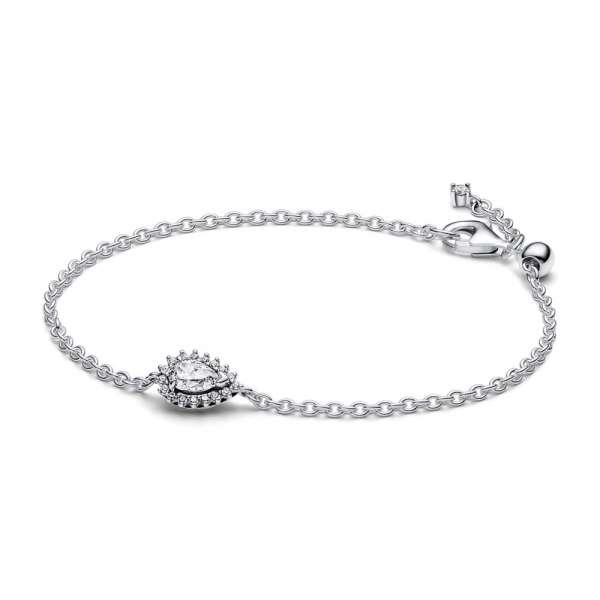 Sparkling Pear Halo Chain Bracelet 