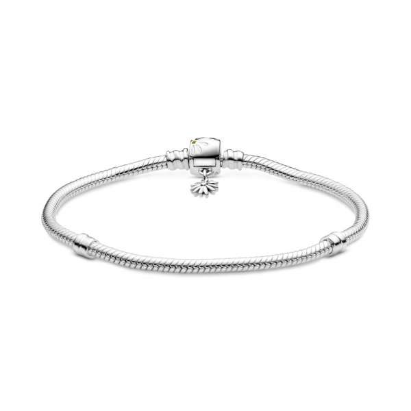 Pandora Moments Daisy Flower Clasp Snake Chain Bracelet 