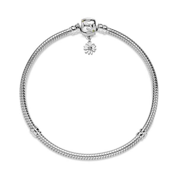 Pandora Moments Daisy Flower Clasp Snake Chain Bracelet 