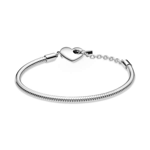 Pandora Moments Heart T-Bar Snake Chain Bracelet 