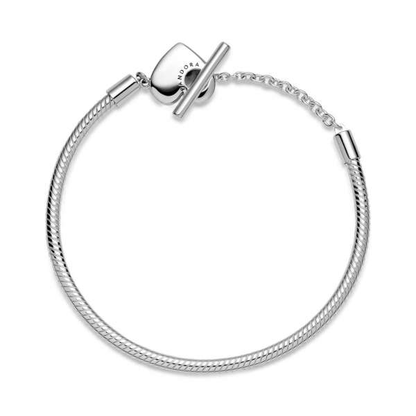 Pandora Moments Heart T-Bar Snake Chain Bracelet 