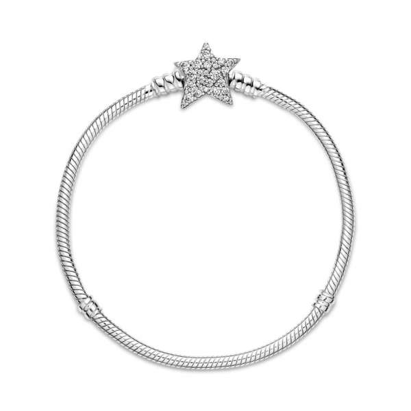 Pandora Moments Asymmetric Star Clasp Snake Chain Bracelet 