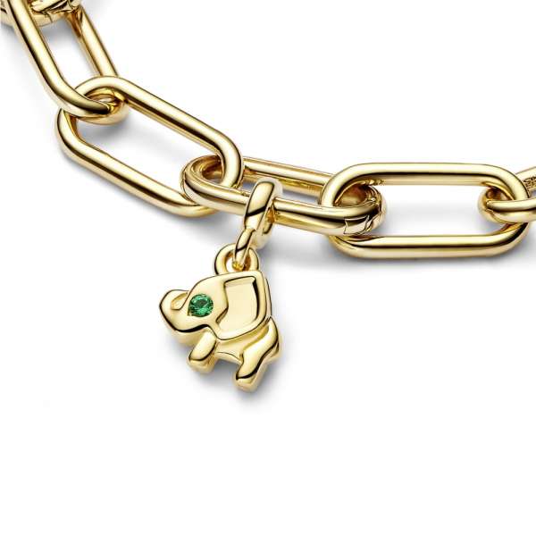 Elephant 14k gold-plated mini dangle with royal green crystal 