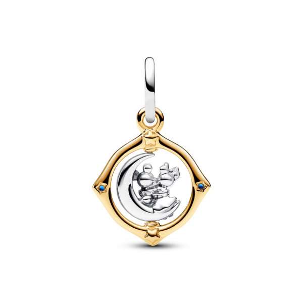 Disney Mickey Mouse & Minnie Mouse Two-tone Spinning Moon Dangle Charm 