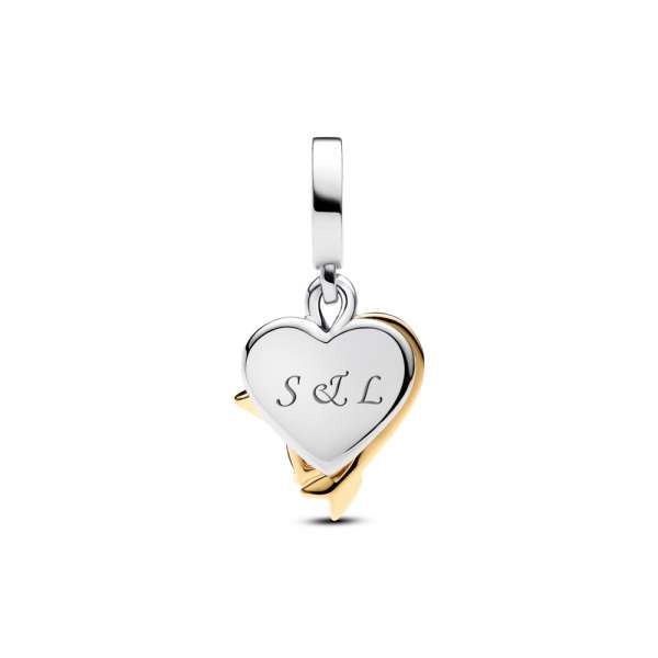 Engravable Heart & Arrow Double Dangle Charm