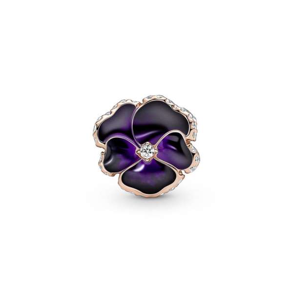 Deep Purple Pansy Flower Charm 