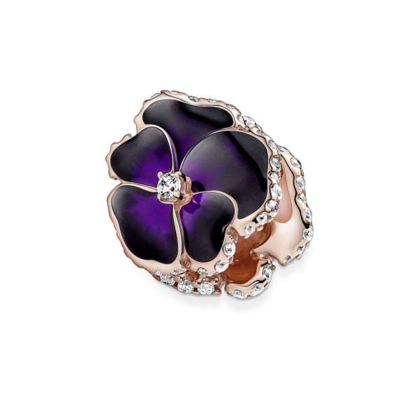 Deep Purple Pansy Flower Charm 