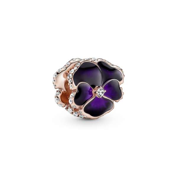 Deep Purple Pansy Flower Charm 