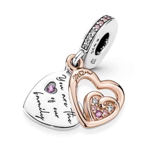 Entwined Infinite Hearts Double Dangle Charm 