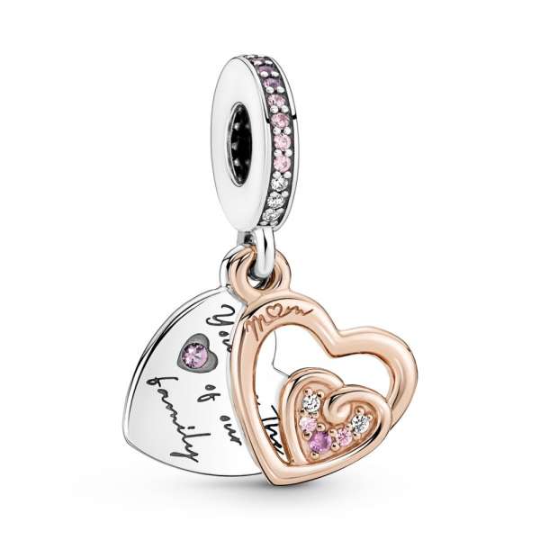 Entwined Infinite Hearts Double Dangle Charm 