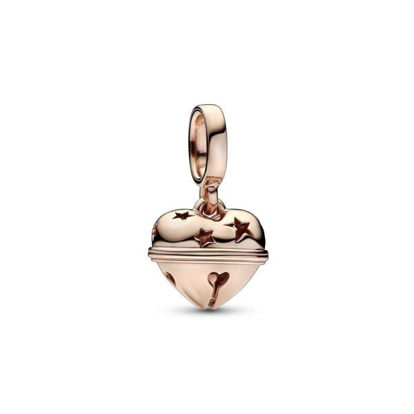 Heart bell 14k rose gold plated dangle 