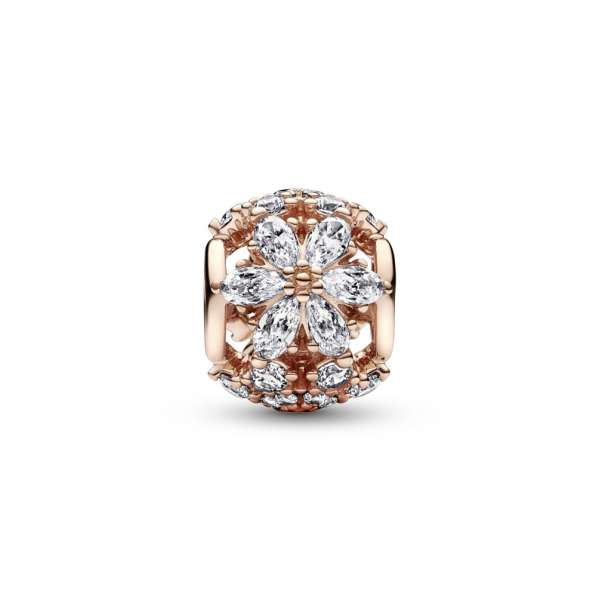 Herbarium cluster 14k rose gold-plated charm with clear cubic zirconia 