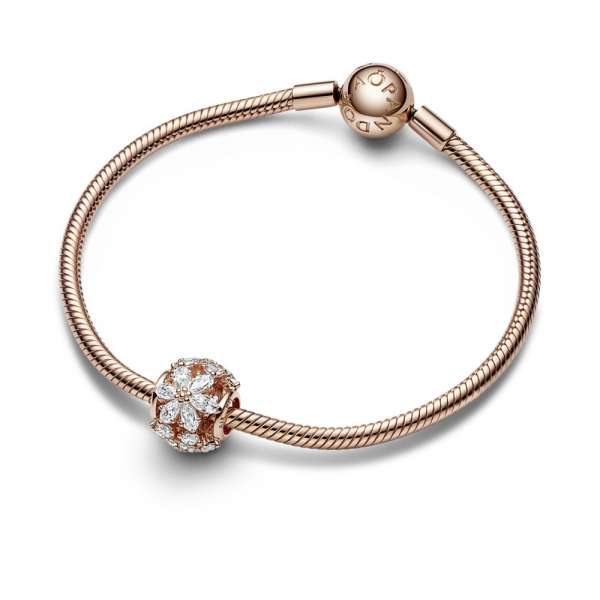 Herbarium cluster 14k rose gold-plated charm with clear cubic zirconia 