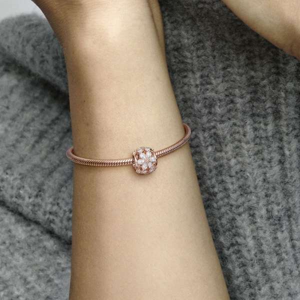 Herbarium cluster 14k rose gold-plated charm with clear cubic zirconia 