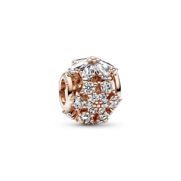 Herbarium cluster 14k rose gold-plated charm with clear cubic zirconia 