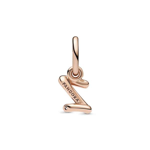 Letter z 14k rose gold-plated dangle with clear cubic zirconia 